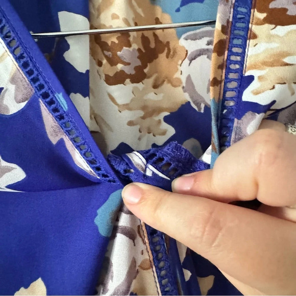 Wrap Top Blue Maximalist Floral Waist Tie Belt Sienna Sky Small Women’s Ruffle - Picture 8 of 14